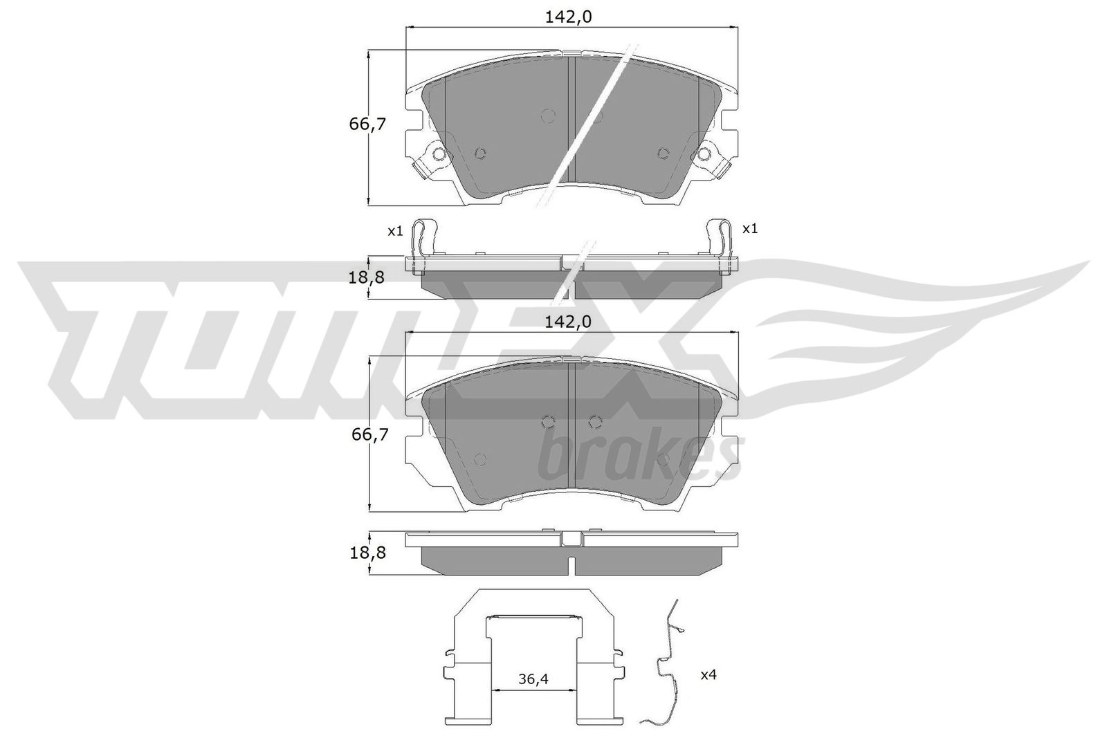 Sada brzdových platničiek kotúčovej brzdy TOMEX Brakes